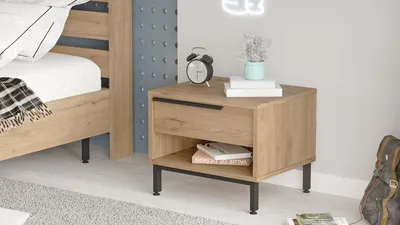 Produktbild von Skye Decor, On14-S, Nachttisch, 100 % MELAMINBESCHICHTETE SPANPLATTEN, Nussbaum, 53,6 x 44,5 x 42,4 cm