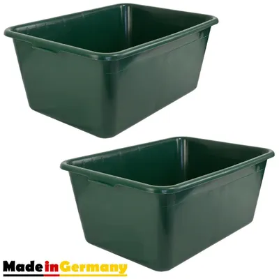Produktbild von 2x Wildwanne Futterwanne Mörtelwanne Kunststoffwanne Wassertrog Wasserbehälter 65 L Grün Lebensmittelecht Multiwanne Petigi