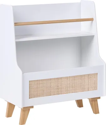 Produktbild von BELIANI Bücherregal Weiß MDF-Konstruktion Schmal mit Holzbeinen 2 Etagen Stauraum Spielzeugfach Niedliches Regal für Kinderzimmer