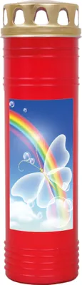 Immagine prodotto di Candela tombale rossa, tempo di combustione: 170 ore ( 7 giorni ), motivo: arcobaleno 2
