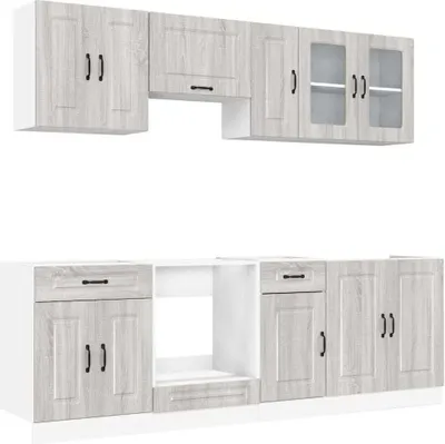 Produktbild von 8-tlg. Küchenschrank-Set Kalmar Grau Sonoma Holzwerkstoff