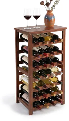 Weinregal 28 Flaschen Walnussholz 94x47x26 cm dunkelbraun