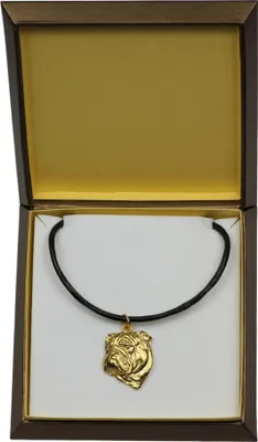 Produktbild von Bulldog, Englische Bulldogge I - Hundehalsband in Geschenkbox, vergoldeter Anhänger für Hundefans, auffälliger Schmuck von Art-Dog