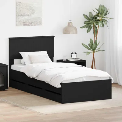 Image de Maison Exclusive - Cadre de lit avec tiroirs Noir 90 x 200 cm Ingénieur Bois