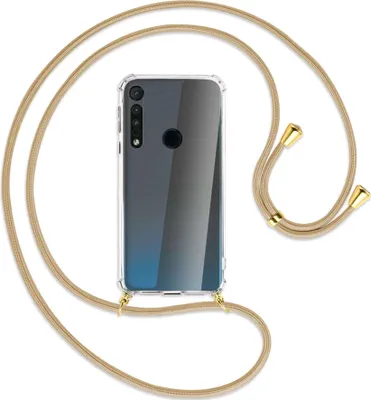 Produktbild von Handykette Backcover-Schutzhülle mit Band (Metall goldfarben) für Motorola One Macro - caramel