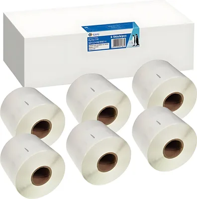 Zdjęcie produktu dla neutral 19329 Etikettenrollen für Etikettendrucker ersetzt Dymo S0722430/99014 weiß, 54,0 x 101,0 mm, 6 x 220 Etiketten