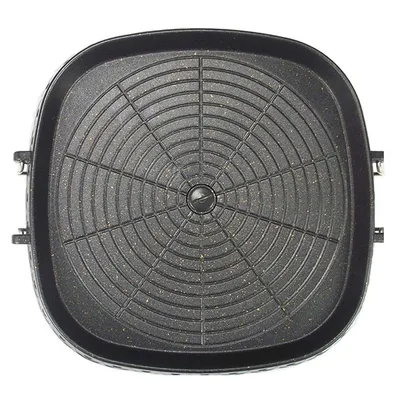 Produktbild von Koreanische quadratische Grillpfanne, antihaftbeschichtete rauchfreie Grillpfanne, geeignet zum Grillen im Innen- und Außenbereich, 32 x 32 cm