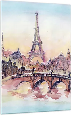 Produktbild von Bilder auf glas - Einteilig - Brücke Eiffle Illustration Frankreich - 70x100cm - Glasbilder - Wandbilder - Bilder - Wanddekoration aus Glas - Glas Bilder - Wandbild auf Glas - GPA70x100-2999