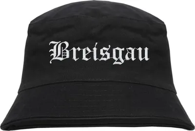 Produktbild von Breisgau Fischerhut - Altdeutsch - bestickt -  Bucket Hat Anglerhut Hut Schwarz S/M