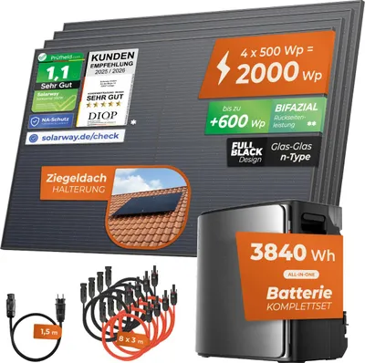 Produktbild von SOLARWAY Balkonkraftwerk 2000 Watt Ultra | EcoFlow STREAM Ultra X 3840 Wh Batterie