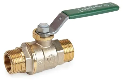 Produktbild von Opal Kugelhahn R253WX035 1", Messing vernickelt, Schwermodell, Hebelgriff grün