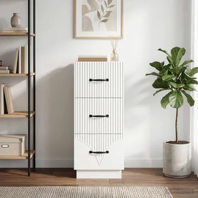 Produktbild von PUEAZU Schubladenschrank Weiß 33 x 34,5 x 87 cm Holzwerkstoff - Kommoden &46155