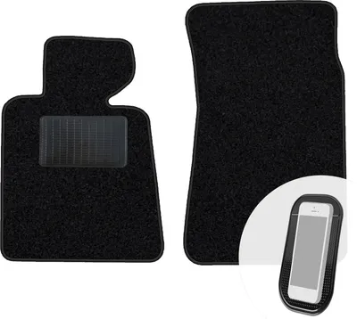 Produktbild von moto-MOLTICO Vorne Fußmatten Auto Velours Autoteppiche Schwarz Automatten Set 2-teilig passend für BMW 3er E30 Cabrio 1982-1994
