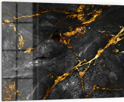 Produktbild von DEQORI Küchenrückwand Glas 80x60 cm 'Veredelter Naturstein' Spritzschutz Bad Rückwand