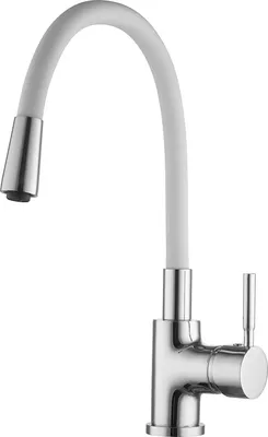 Produktbild von sanicomfort Küchenarmatur BARCELONA Chrom/Weiß – Spültischarmatur mit flexiblem Auslauf & Einhebelmischer – Hochdruck Wasserhahn für Küche, 360° schwenkbar, modernes Design