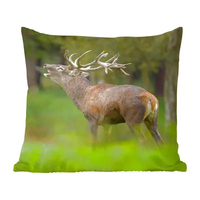 Produktbild von MuchoWow® Zierkissen Sofakissen Wohnzimmer Dekokissen 45x45 cm Elch - Wald - Porträt - Schlafpolster - Polster für das Sofa