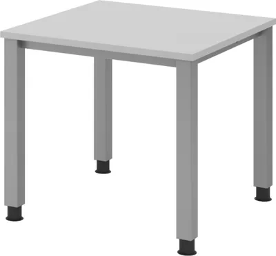 Produktbild von bümö Schreibtisch Serie-Q - Gestell: Silber, Größe:  80 x 80 cm, Nachbildung: Grau