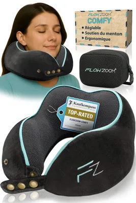 Image de FLOWZOOM COMFY Coussin de voyage memory foam 360°, noir