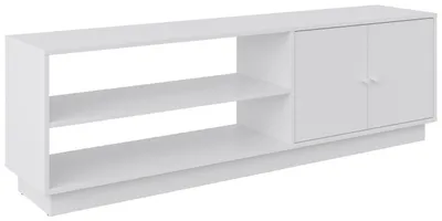 Produktbild von Modernes TV-Lowboard MAJA aus Melamin, Weiß, 161 cm breit, 50 cm hoch, mit 1 Drehtür
