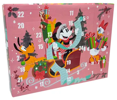 Produktbild von Disney Minnie Maus Adventskalender für Kinder mit Malstiften, Markern, Notizblock & Stickern