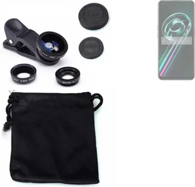 Produktbild von K-S-Trade Smartphone Kamera Linsen Set Kompatibel mit Realme 9 Pro Plus 3in1 Clip-On Kamera Adapter Macro Weitwinkel FishEye Fischauge Objektiv Linse