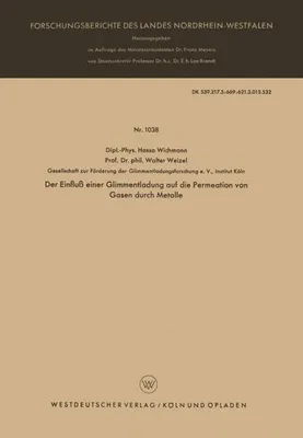 Obrázek produktu pro Der Einfluß einer Glimmentladung auf die Permeation von Gasen durch Metalle