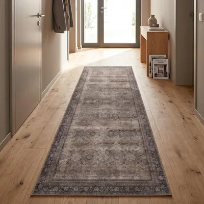 Image de Homebyhome Tapis lavable vintage coureur couloir cuisine entrée design oriental entretien facile Taille: 80x250 cm