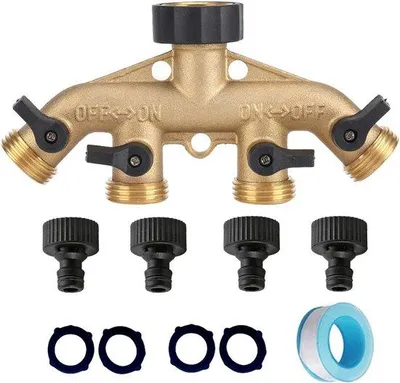 Produktbild von 4-Weg Wasserhahn für Europa - Messing - G 3/4" - Außenhahn - mit Gummidichtungen und Koppeln