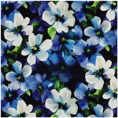 Punta di Roma Flower ab 0,5 m x 158 cm Viskose-Stoff Romanit Strech Jersey Oeko-Tex Meterware schwarz blau