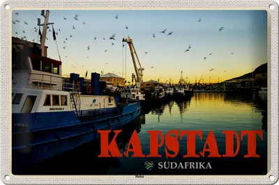 Produktbild von Blechschild Reise 30x20cm Kapstadt Südafrika Hafen Meer Boote