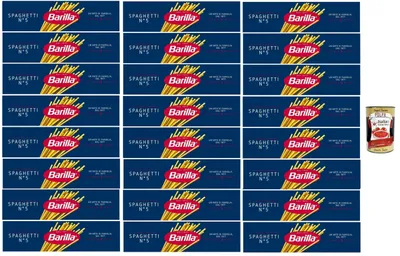Produktbild von Barilla Spaghetti N.5 – 24×500 g Hartweizenpasta, klassischer Biss & starke Saucenhaftung, al dente in 9 Min., hergestellt in Italien + Italian Gourmet polpa