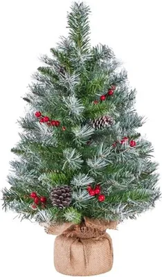 Immagine prodotto di Albero di Natale artificiale 411382 verde 2 piedi a batteria con luci LED, 61 cm