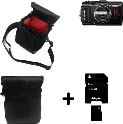Produktbild von K-S-Trade Kameratasche Fototasche Umhängetasche Schutz Hülle kompatibel mit Olympus Tough TG-4 mit Zusatzfach und teilbaren Innenraum mit Trennwand