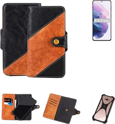 Produktbild von K-S-Trade Handyhülle Schutzhülle Bookstyle Case Wallet-Case kompatibel mit Samsung Galaxy S21+ 5G SD888 Handy Cover Bumper Klapphülle schwarz
