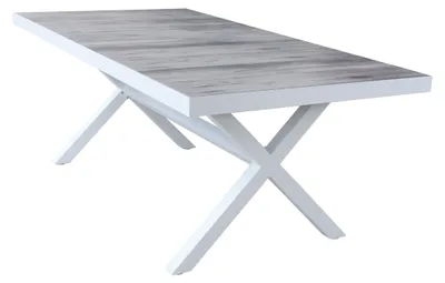 Immagine prodotto di Tavolo rettangolare da esterno con struttura in alluminio e piano in Vetroceramica effetto legno Lagon -  White