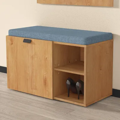 Produktbild von doporro Schuhbank mit Stauraum, verstellbare Regalböden, Kombination aus Geschlossenem & Offenem Stauraum Schuhschrank, Kerneiche, Zitta-01