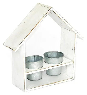 Image de Jardinière maison avec 2 pots en zinc