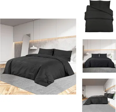 Immagine prodotto di vidaXL Set di biancheria da letto nero 240x220 cm Copripiumino in microfibra leggera