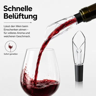 Produktbild von Tragbarer Weinbelüfter Ausgießer – ergonomisch, tropffrei, universell (11,8 cm) – Weindekanter und Weinausgießer für Rot- und Weißwein