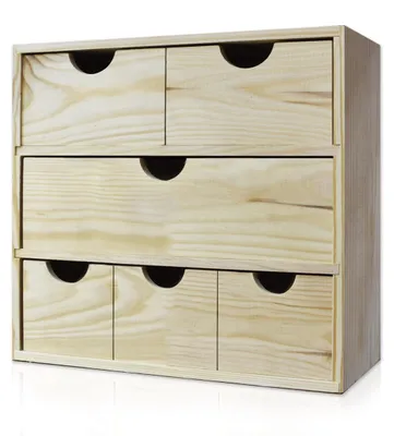 Immagine prodotto di Cassettiera da Tavolo  6 Cassetti 32x40x14 cm in Legno di Pino Massello Naturale