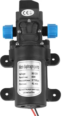 Obrázok produktu pre 12 V DC, 45 W mikromembránové vodné čerpadlo, samonasávacie, tiché, prietok 4 l/min, čierne