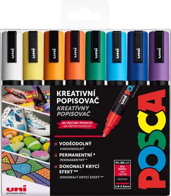 Obrázek produktu pro Sada akrylových popisovačů POSCA - PC-5M, 1,8 - 2,5 mm, mix barev (16 ks)