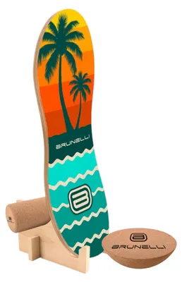 Obrázek produktu pro Kompletní sada Brunelli Balance Board – balanční deska, polokoule, korkový váleček, trénink – obsah: Peanut 86 cm, kompletní sada