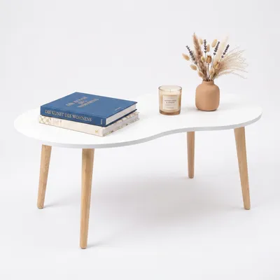 Immagine prodotto di Tavolino da caffè, tavolino laterale dal design retrò, 90 x 50 cm, tavolino da soggiorno con piano organico - Barila