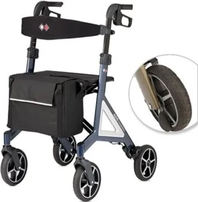 Produktbild von Rollator ALEVO COUNTRY mit Rückengurt und Tasche>>>>Farbe: platin