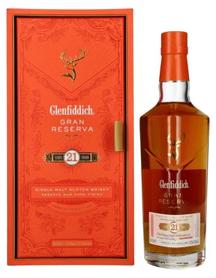 Image de Glenfiddich 21 Years Old GRAN RESERVA Rum Cask Finish 43,2% Vol. 0,7l en boîte cadeau