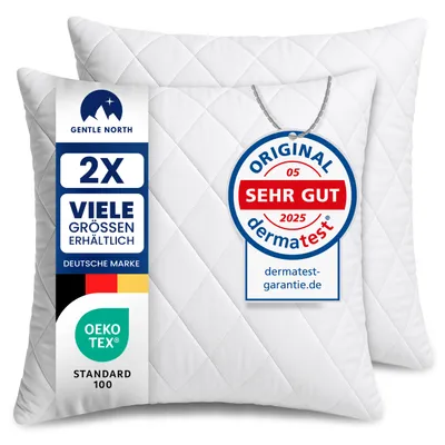 Produktbild von 2er Set Kissen (35x35 cm) - Dekokissen für Bett und als Zierkissen - Mit Reißverschluss - Sofakissen für Couch und Sofa - Waschbar bis 60° - weiß