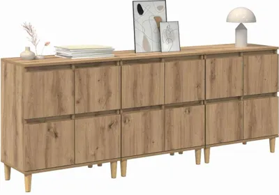 Immagine prodotto di vidaXL Credenze 3 pezzi Rovere artigianale 60 x 35 x 70 cm Materiale a base di legno