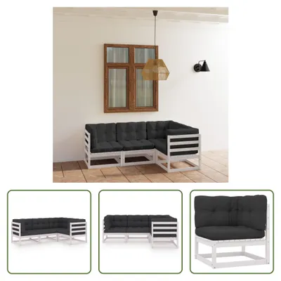 Produktbild von The Living Store 4-tlg. Garten-Lounge-Set mit Kissen Kiefer Massivholz