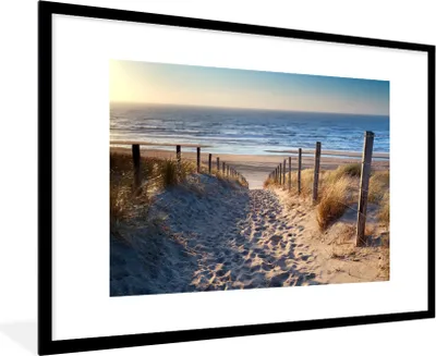 Produktbild von MuchoWow® MuchoWow® Gerahmtes Poster Strand - Meer - Niederlande - Dünen - Sonne 90x60 cm - Poster mit zchwarzem Bilderrahmen - Wanddekoration - Fotos